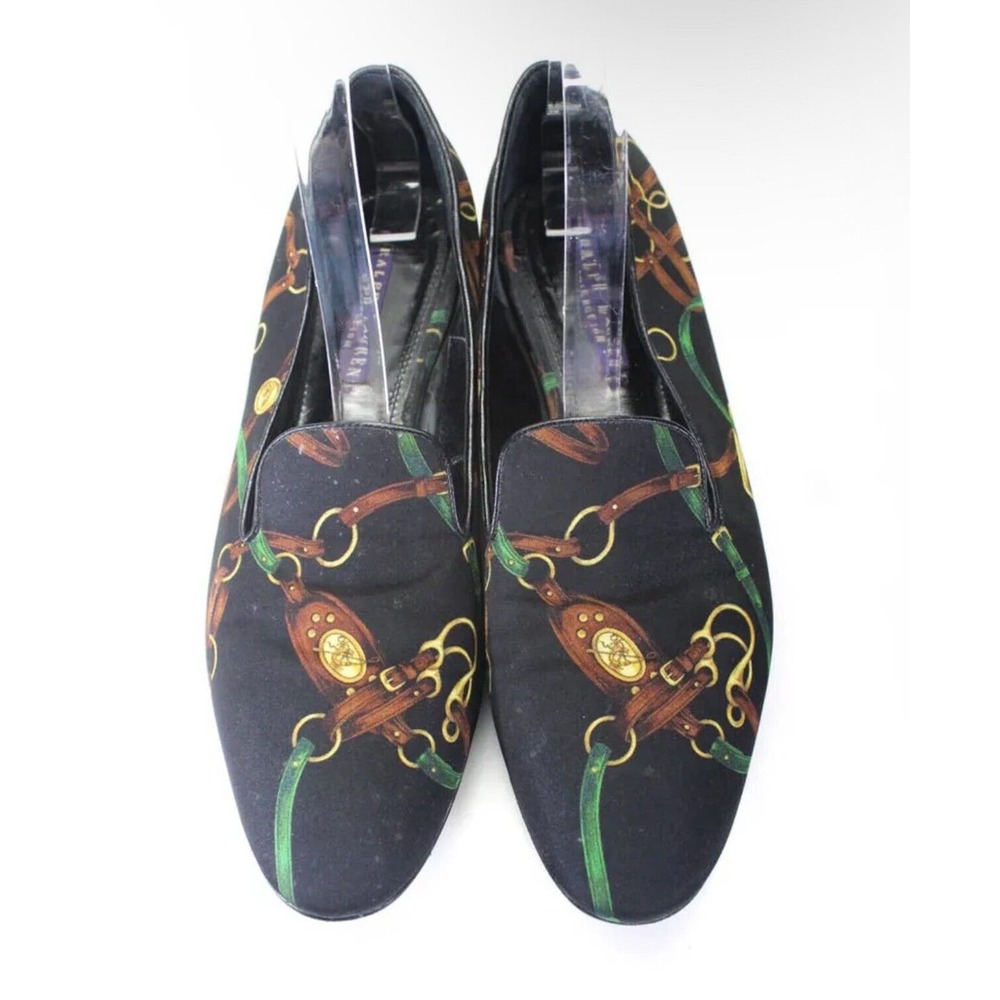 Ralph Lauren Purple Label Equestrian Slip‎ On Slippers Shoes Sz 9B Made In Italy